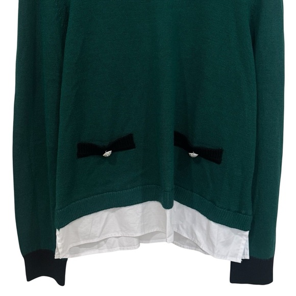 Karl Lagerfeld Layered Look Wool Blend Sweater in Veridian Green Women’s Size L - Picture 6 of 13